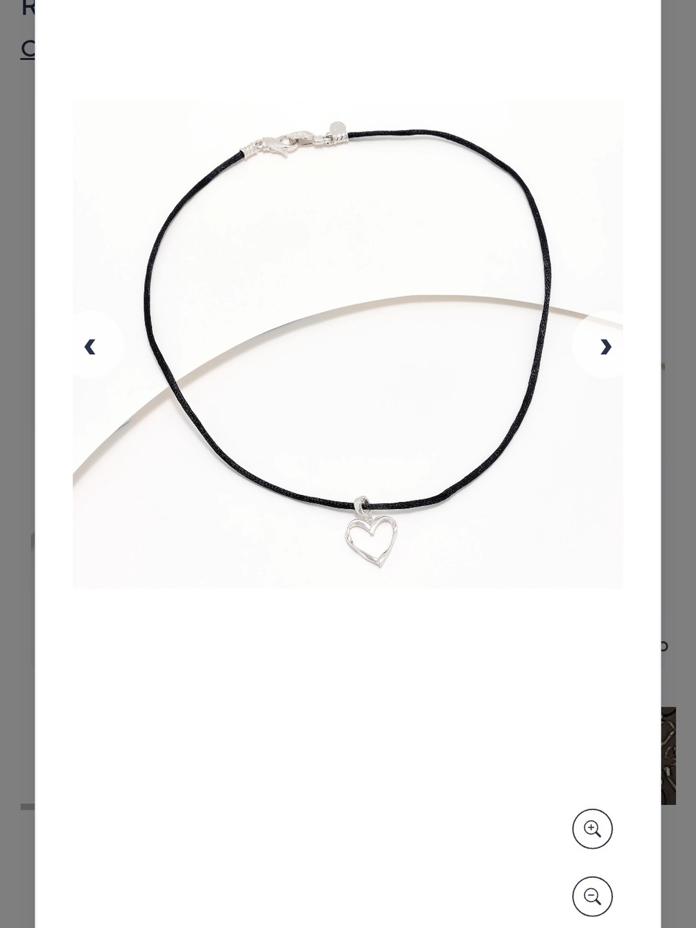Silver Heart Pendant Black Cord Choker Necklace